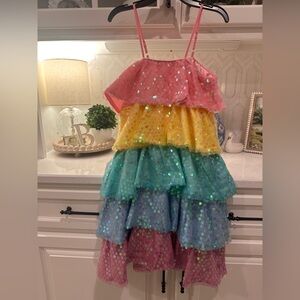 Lola + The Boys Sequin Rainbow Layered Dress